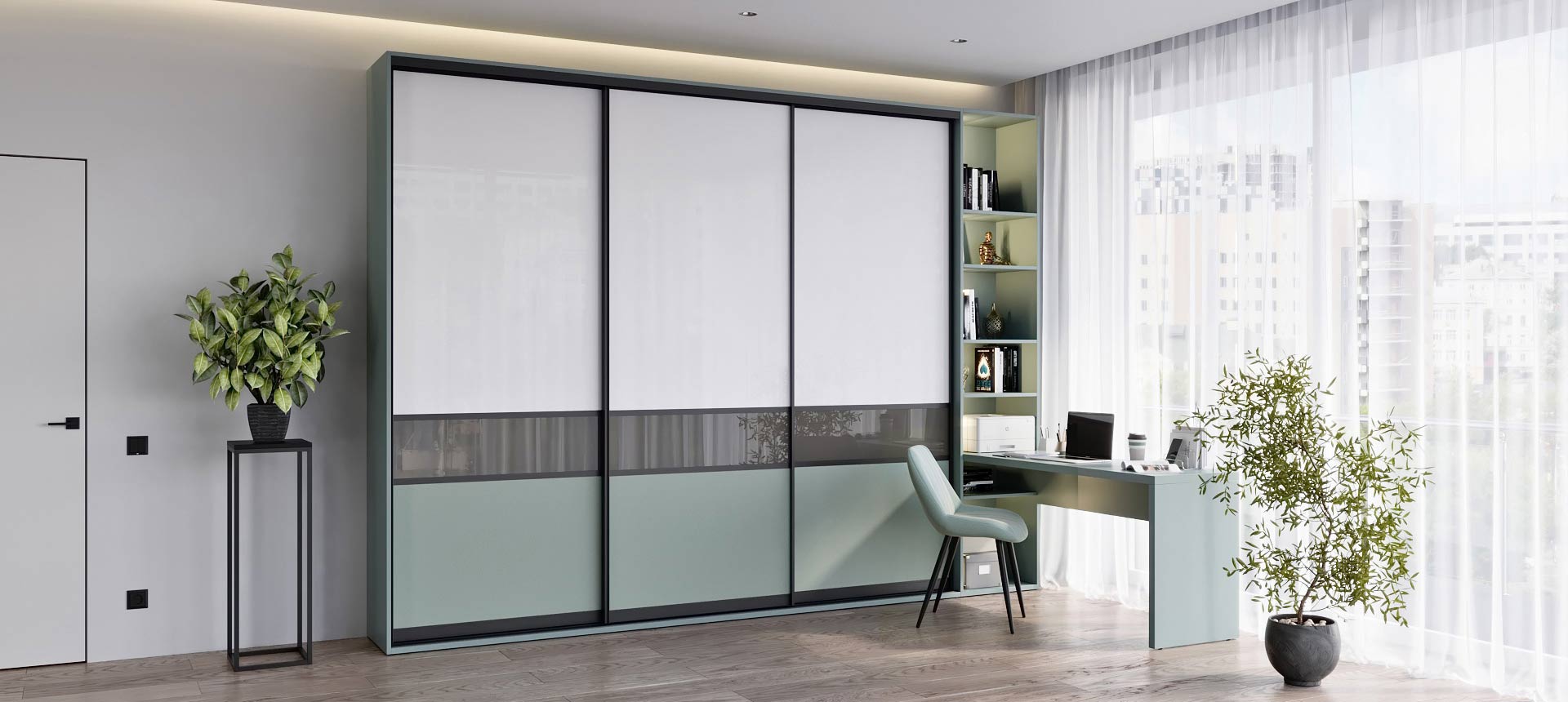 Зелёный Фьорд / экокожа Neo цвет Sky 