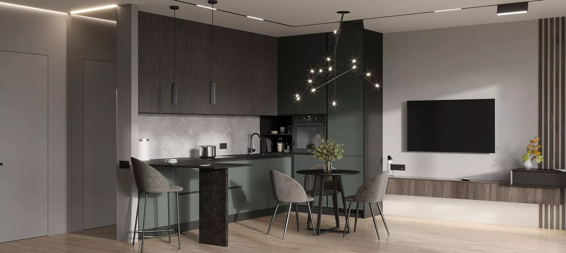 Сумрачный нефрит матовый / Дуб дымчатый 