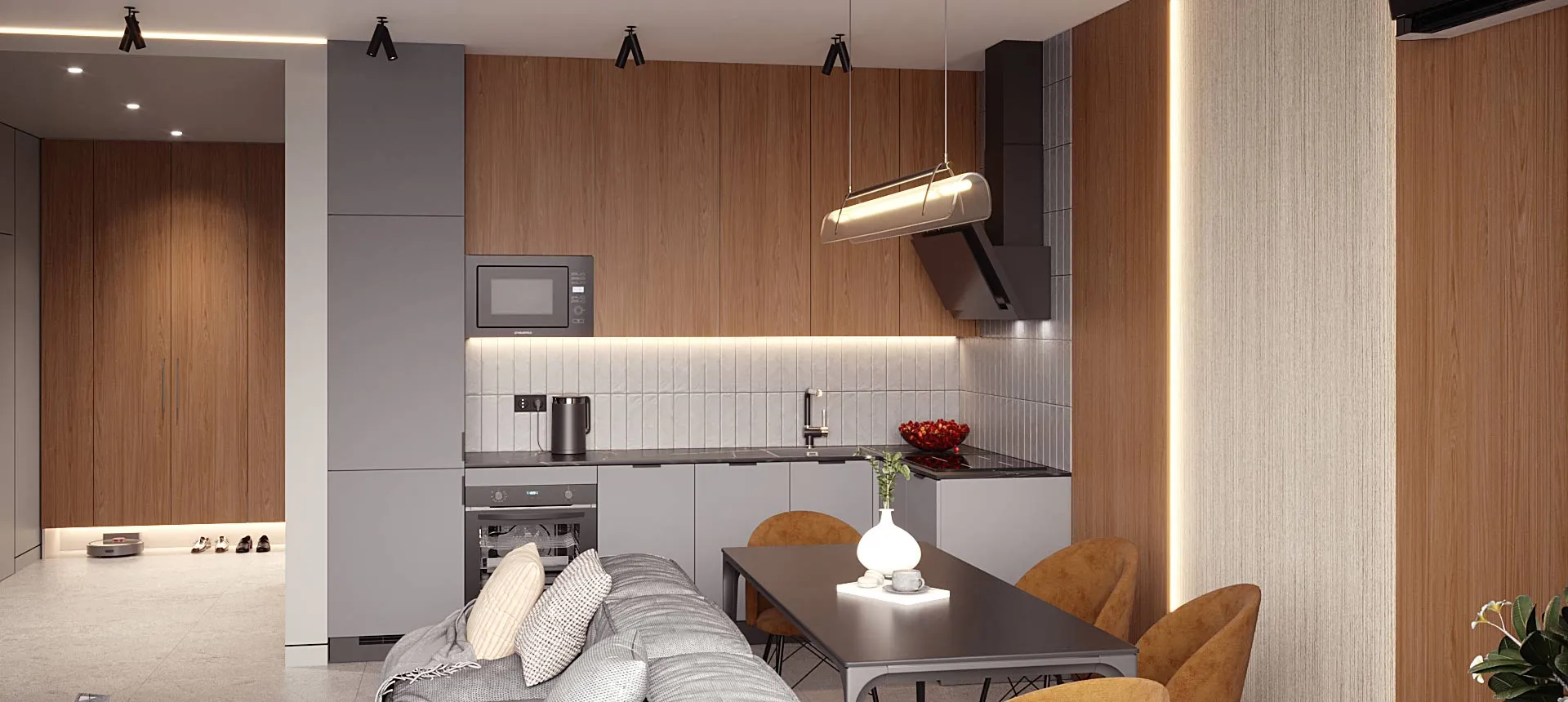 Серый монументальный / Дуб Кассела коричневый 