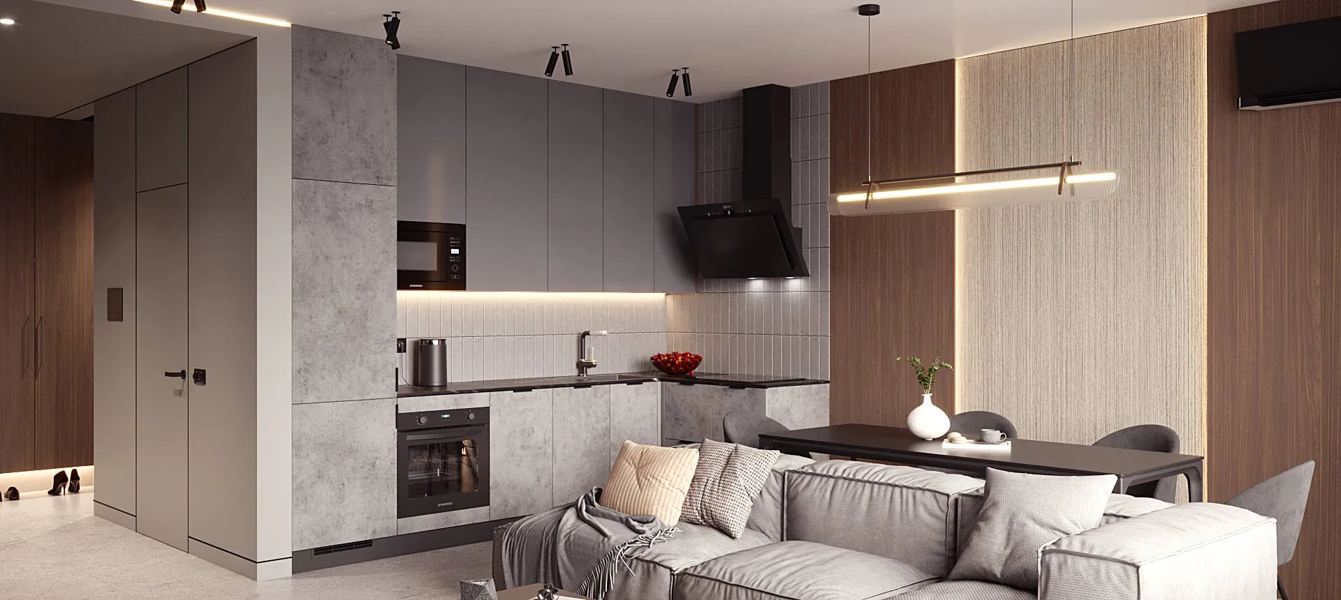 Бетон Чикаго светло-серый / Серый монументальный 