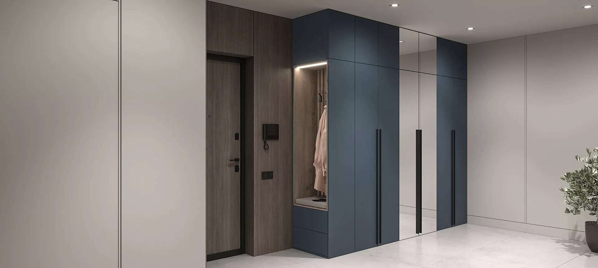 Аквамарин матовый / Дуб Давос 