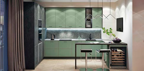 Зеленая кухня: идеи дизайна в 75 фото
