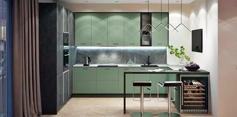 Зеленая кухня: идеи дизайна в 75 фото