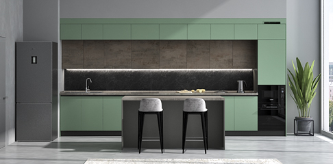 Кухня для девушки, где можно работать, принимать гостей и хранить зимнюю одежду