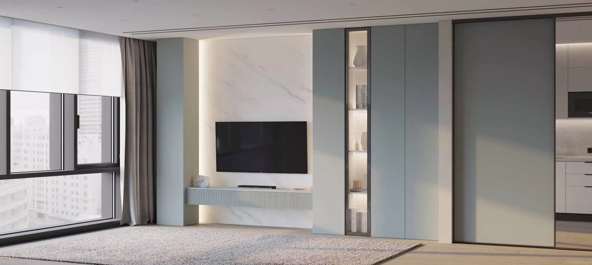 Зелёный фьорд / Мрамор Леванто Белый 