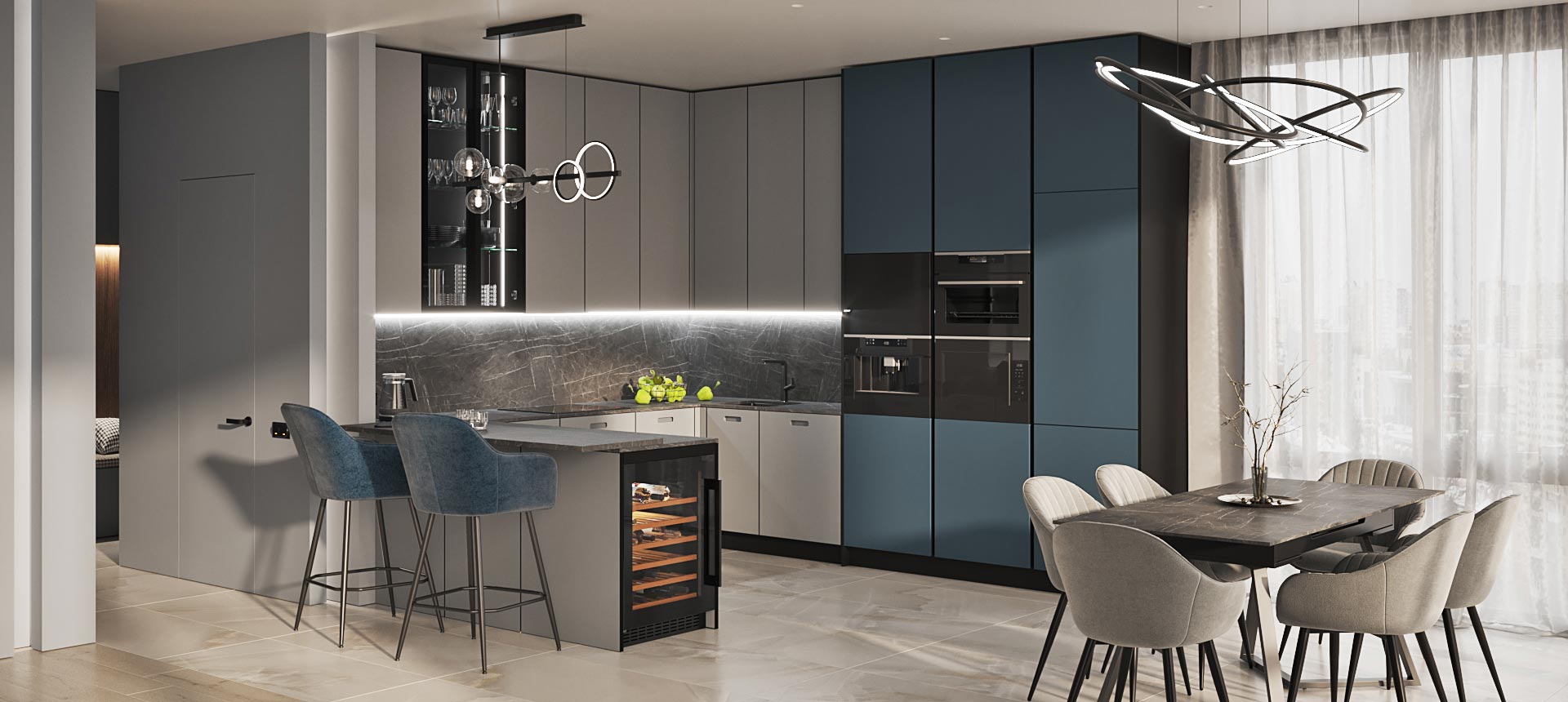 Тёмно-серый / Аквамарин 