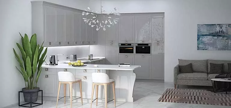 Серо-белая кухня: 50 фото примеров дизайна и интерьера