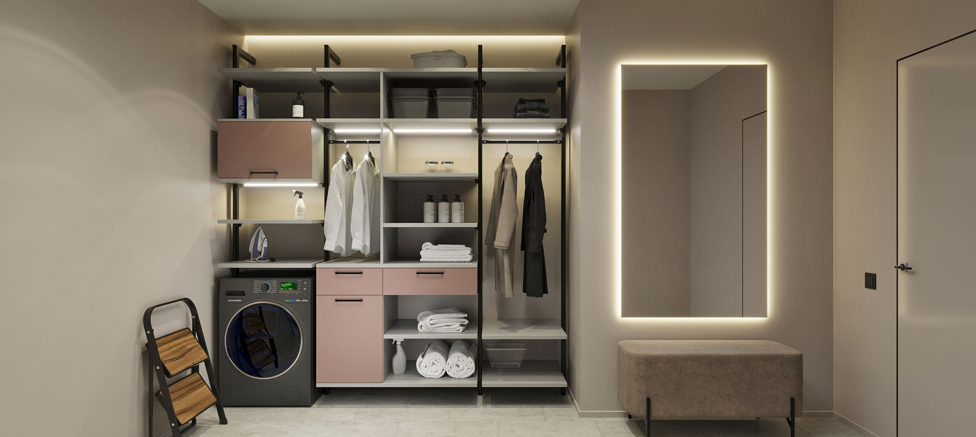 Розовый кварц матовый / Горный хрусталь матовый 