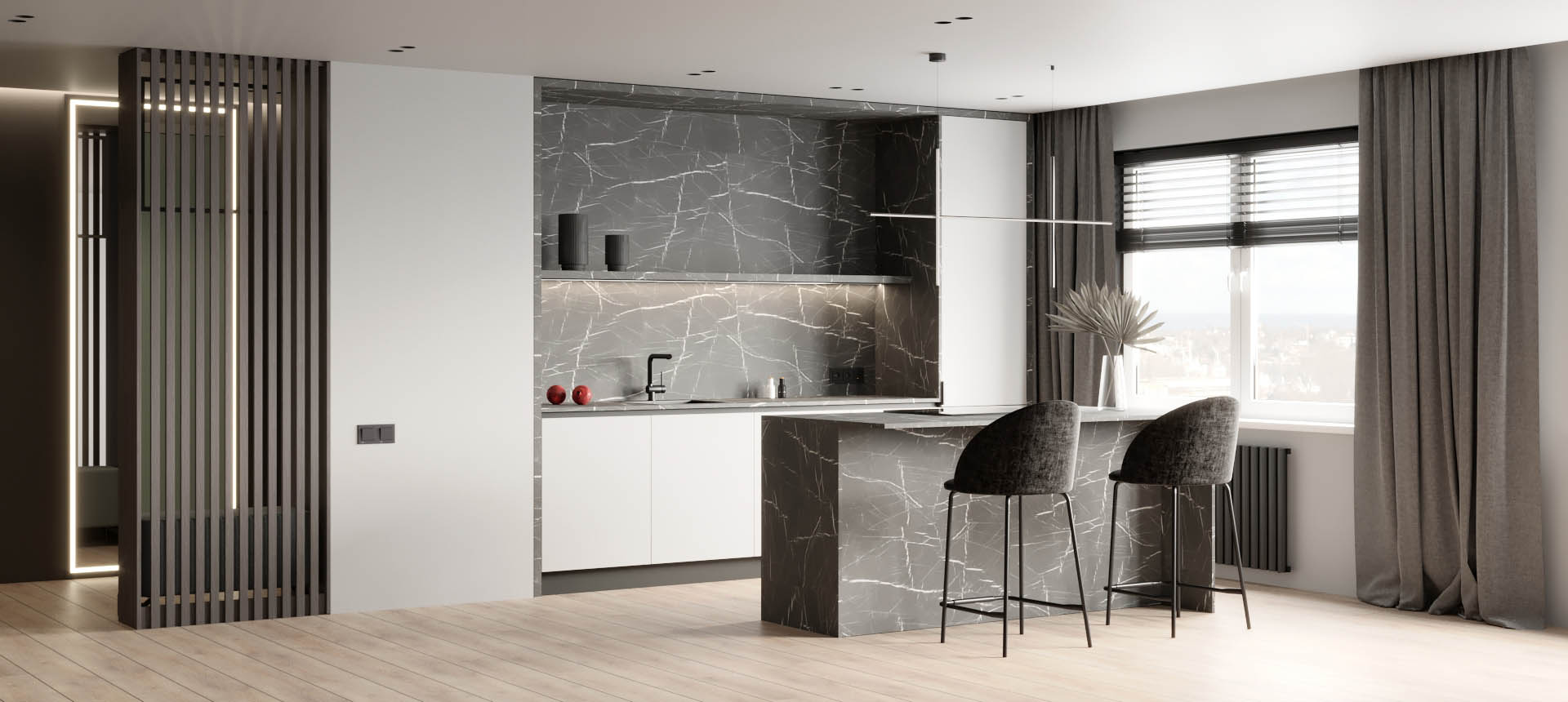 Белый / Мрамор Шатива 