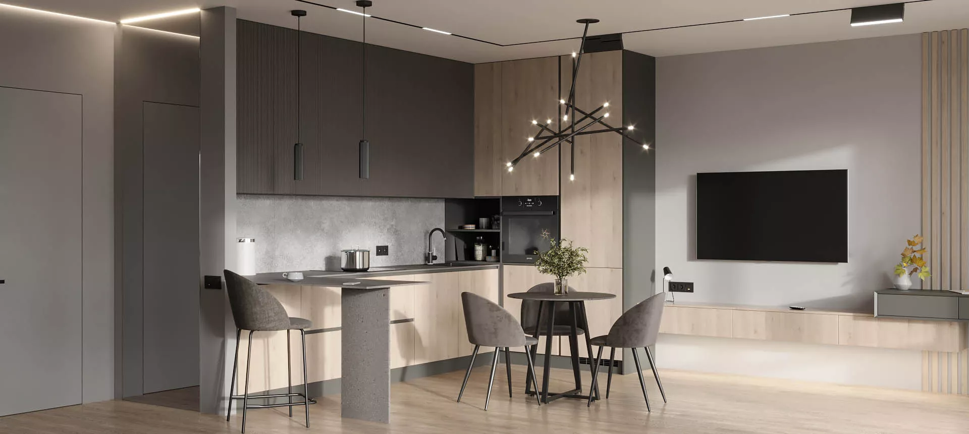 Сосна Аланд / Дуб Титановый 