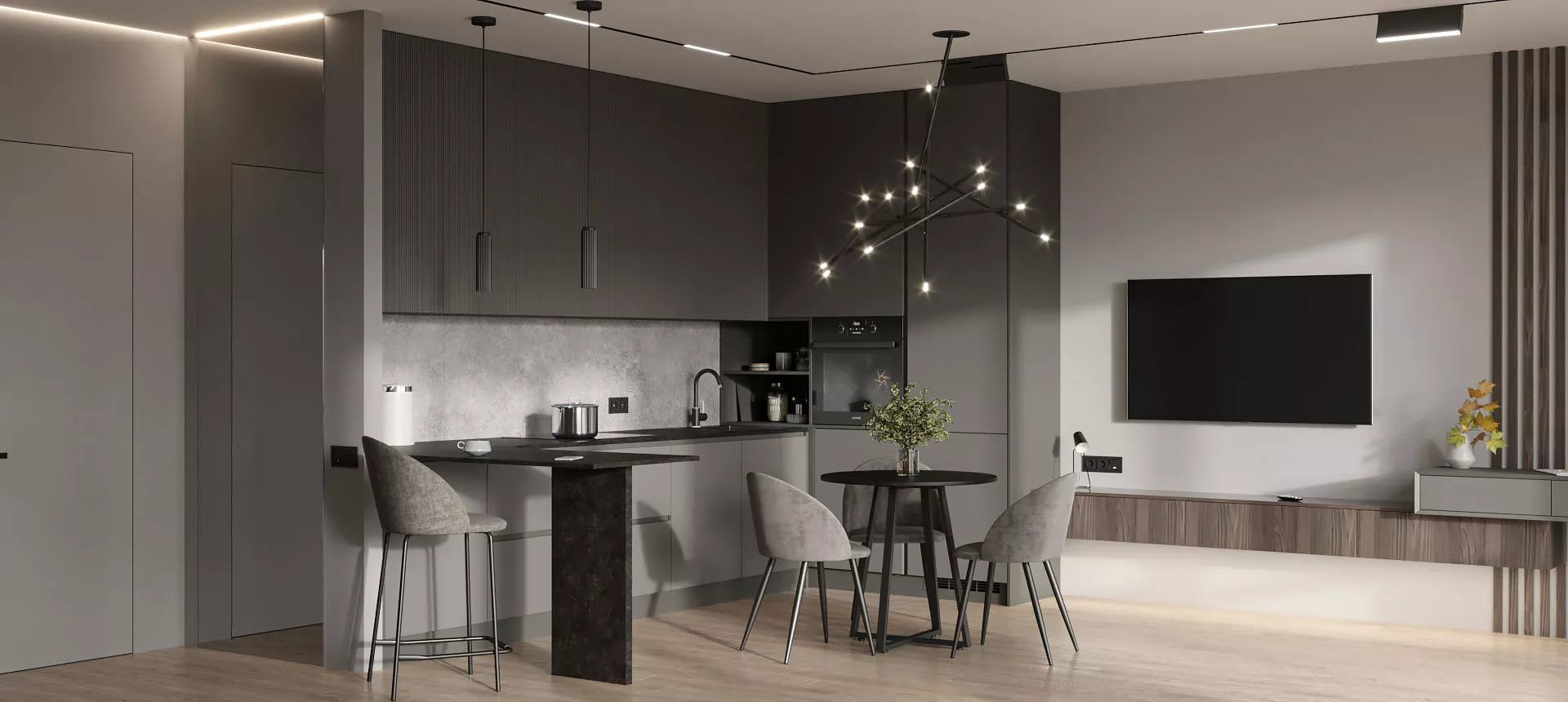 Холодный жемчуг матовый / Дуб Титановый 