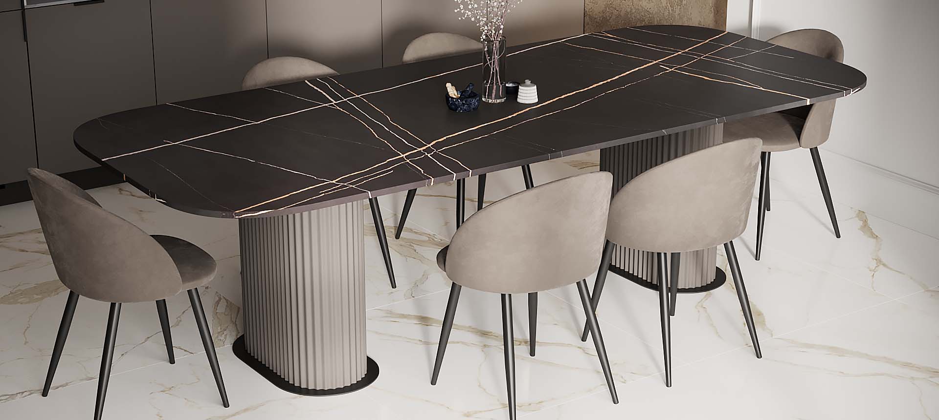 кварцевый агломерат Марсель Калакатта / эмаль цвет NCS S 5005-Y80R 