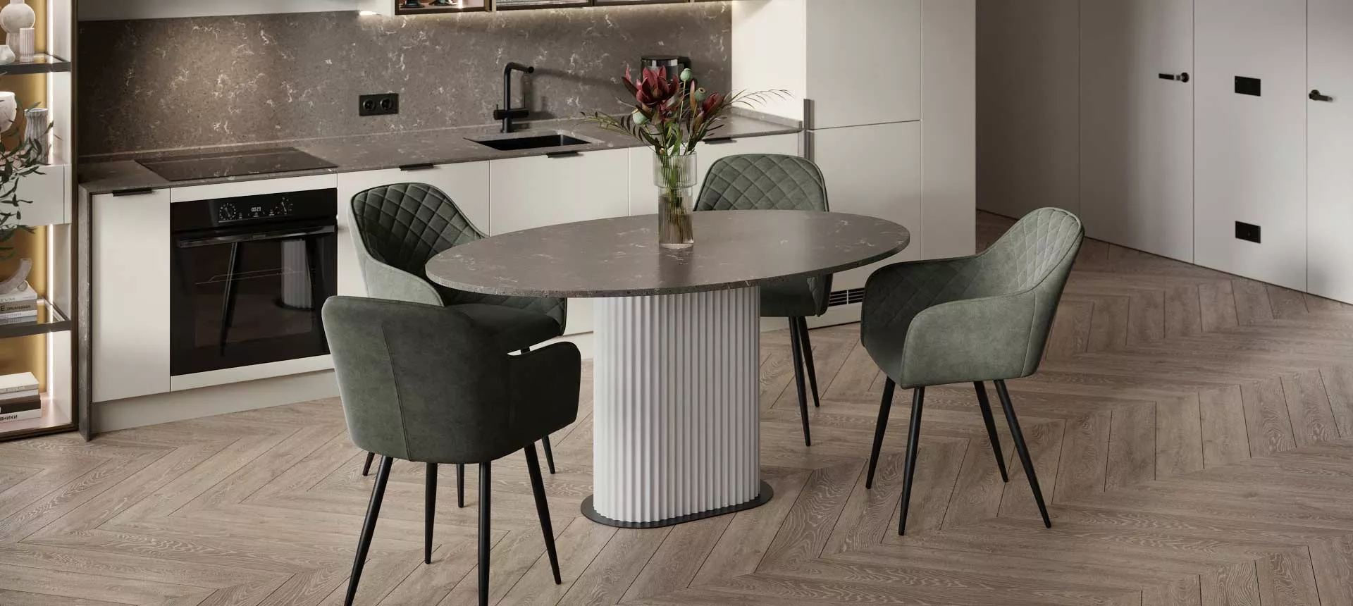 кварцевый агломерат цвет Скалы Карелии / эмаль цвет NCS S 1500-N 