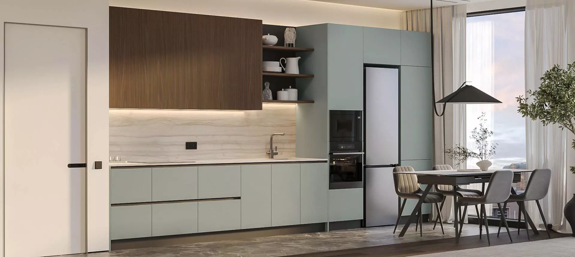 Лунный топаз матовый / Орех грецкий 