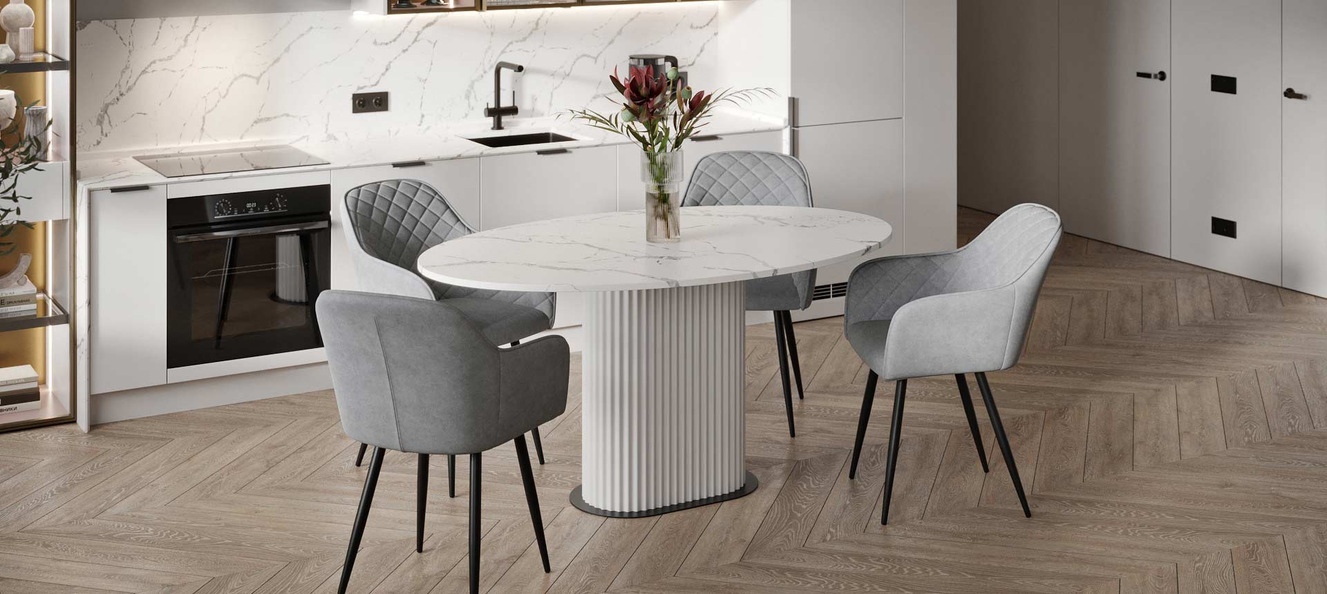 кварцевый агломерат цвет Калаката Сильва / эмаль&nbsp;цвет&nbsp;Белый&nbsp;