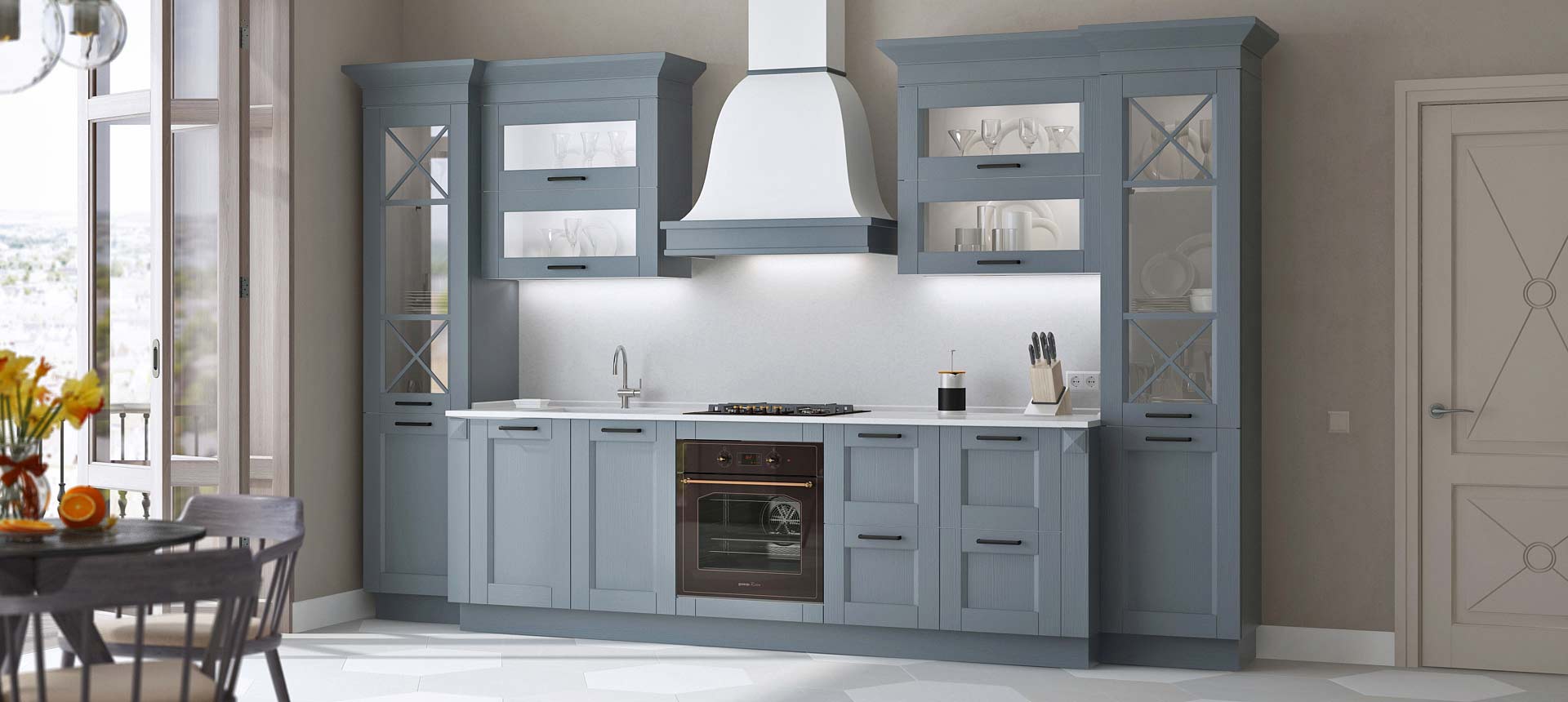 Голубая кухня: 100 фото в интерьере