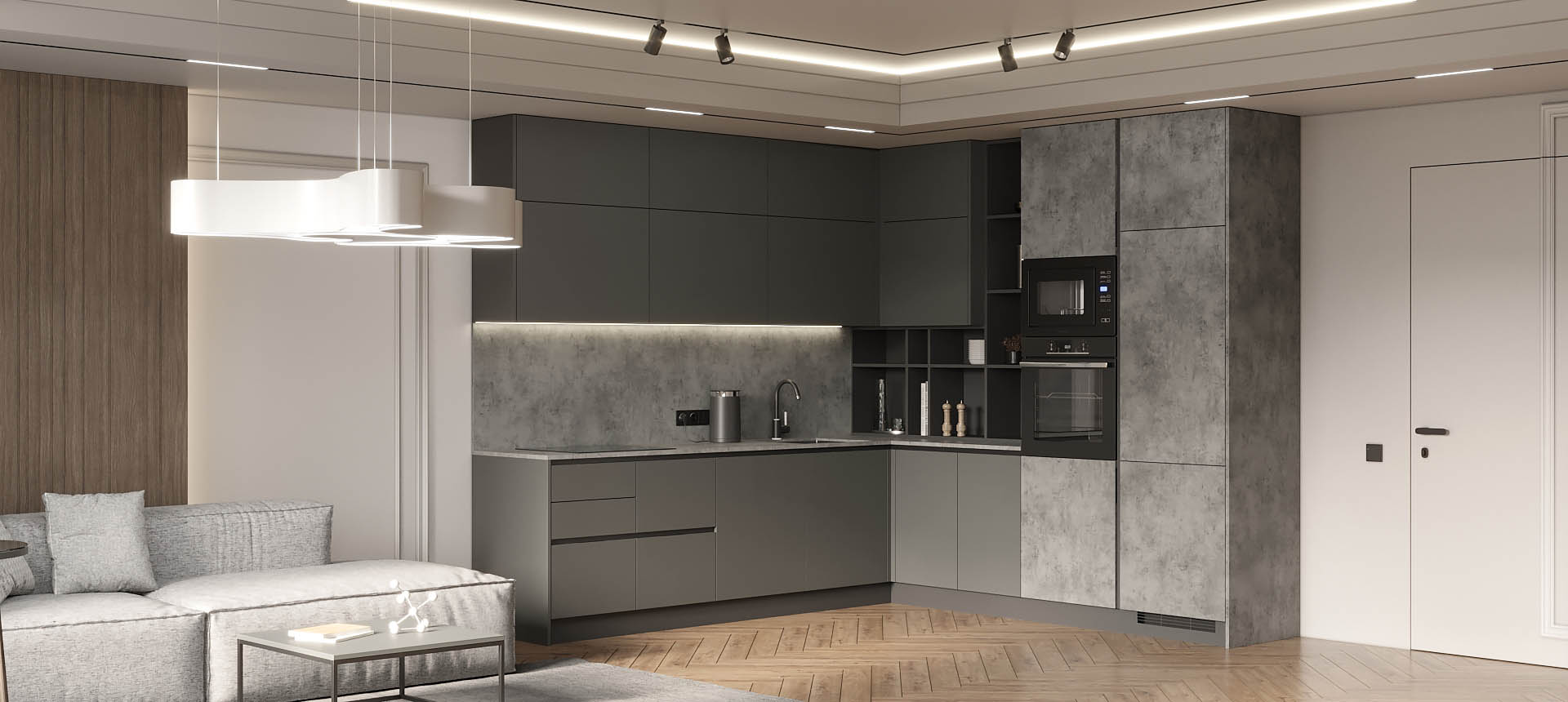 Дымчатый Агат / Бетон Чикаго светло-серый 