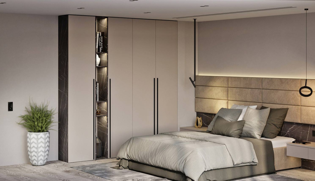 Как спроектировать вместительный шкаф в маленькой спальне - фото №37