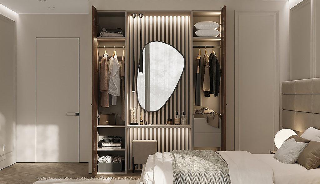 Как спроектировать вместительный шкаф в маленькой спальне - фото №1