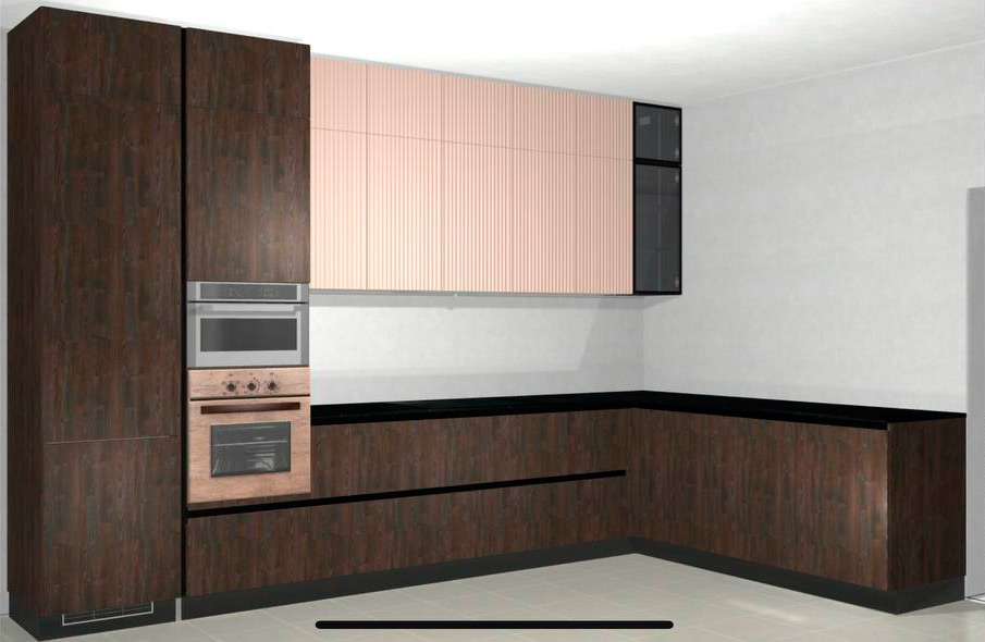 Красивая кухня с золотыми акцентами в двухкомнатной квартире бизнес-класса - фото №5