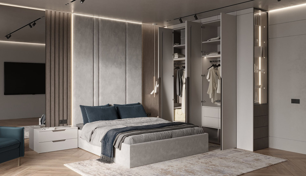 Как спроектировать вместительный шкаф в маленькой спальне - фото №4