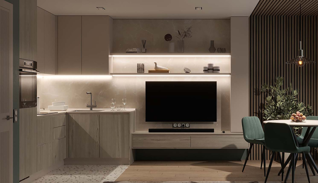 Современная кухня для молодой пары без детей - фото №9