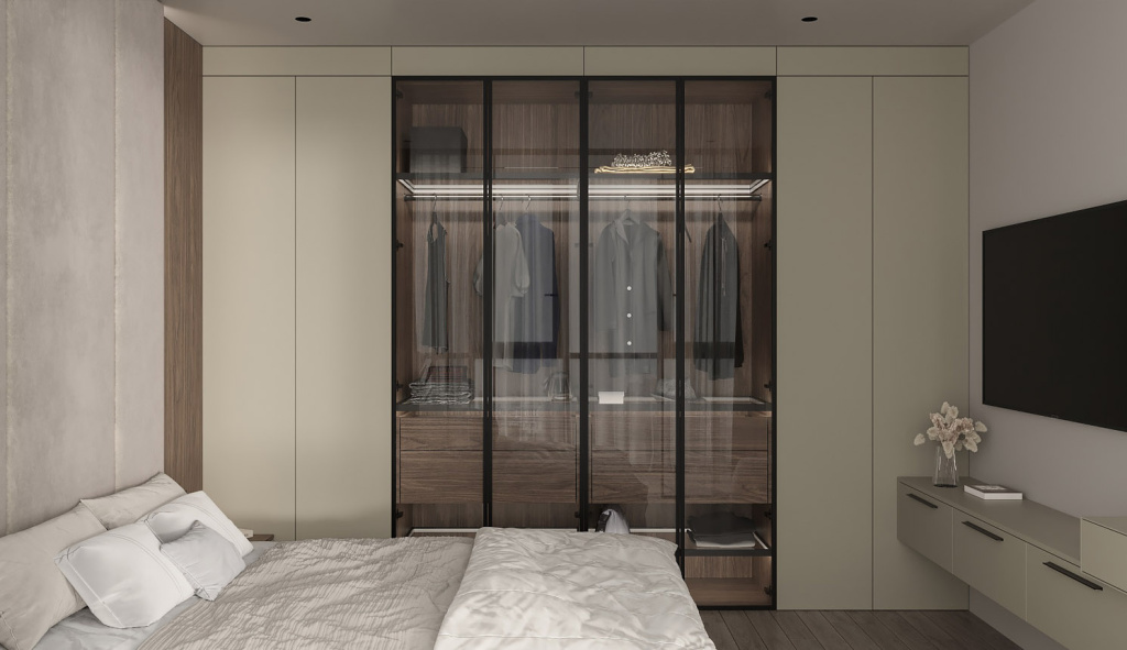 Как спроектировать вместительный шкаф в маленькой спальне - фото №22