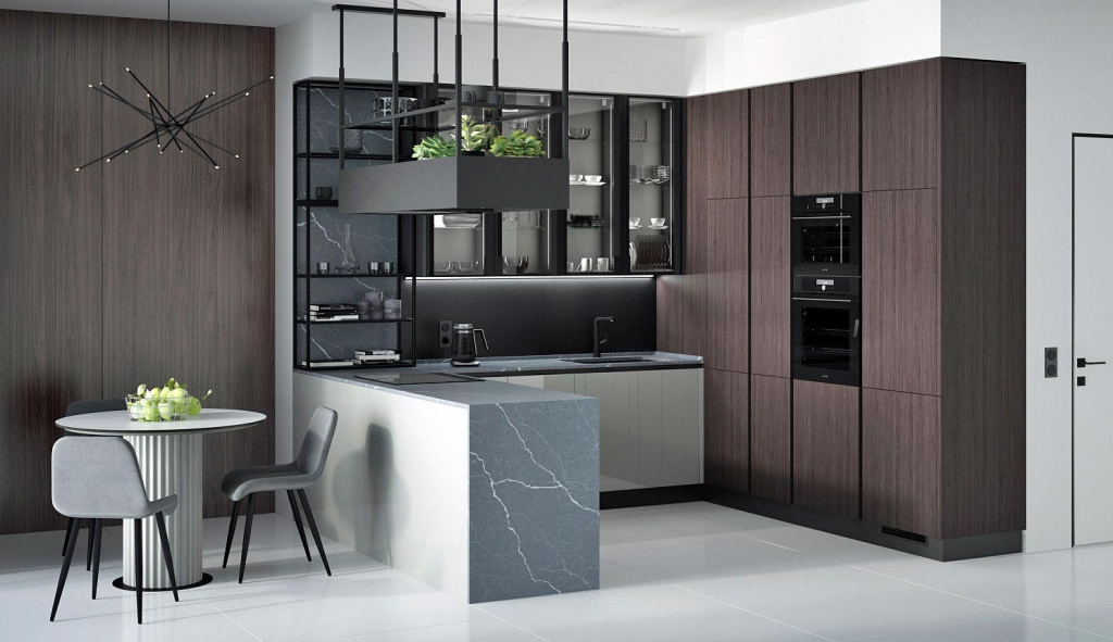 Дерево, стекло, металл: топ-20 сочетаний для современной кухни - фото №27