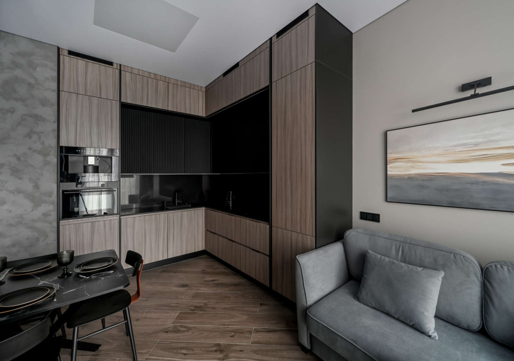 Черно-серая квартира для солидного холостяка - фото №3