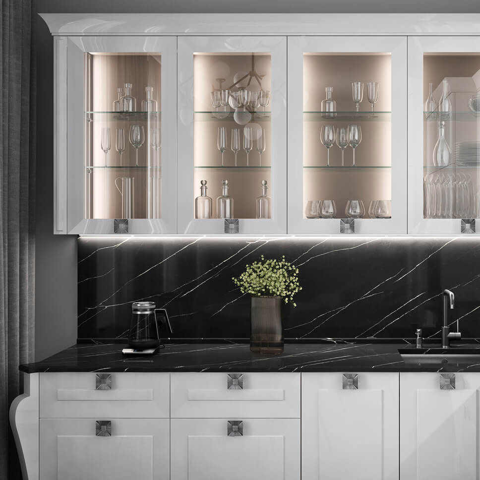Белая кухня с черной столешницей + 20 фото - фото №19