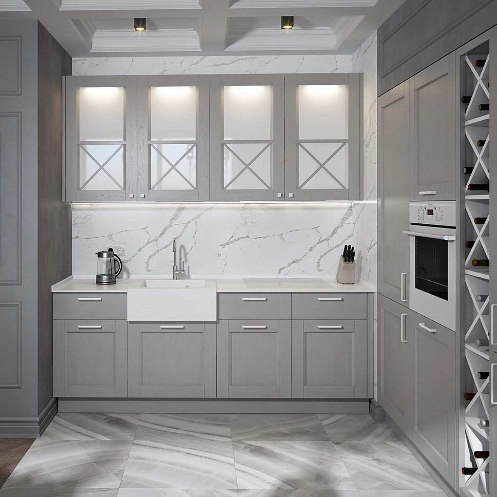 Серо-белая кухня: 50 фото примеров дизайна и интерьера - фото №42