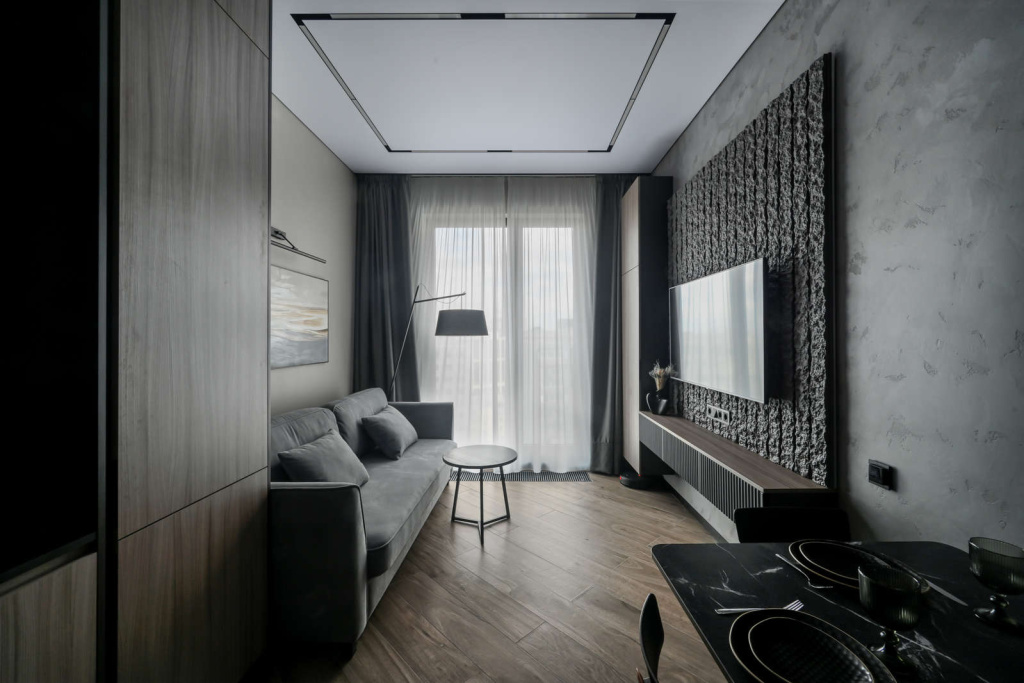 Черно-серая квартира для солидного холостяка - фото №7