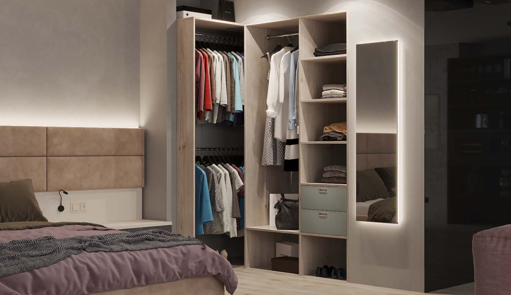 Как спроектировать вместительный шкаф в маленькой спальне - фото №32