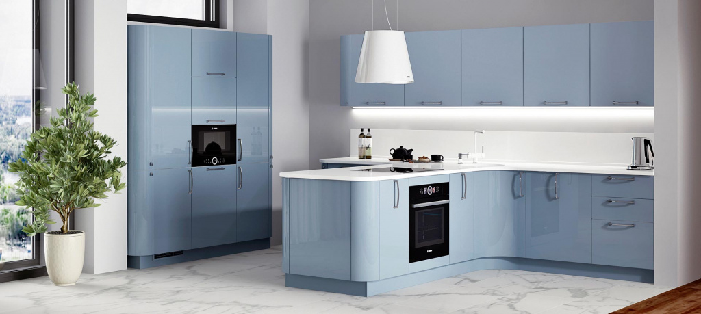 Голубая кухня: 100 фото в интерьере - фото №16