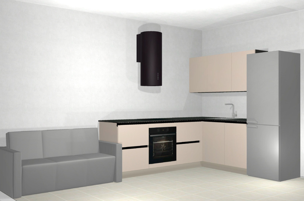 Красивая кухня с золотыми акцентами в двухкомнатной квартире бизнес-класса - фото №3