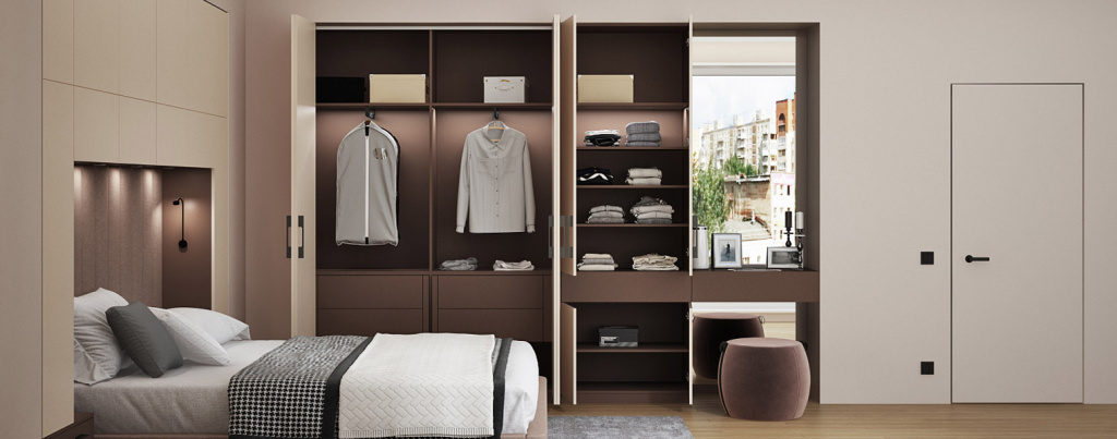Как спроектировать вместительный шкаф в маленькой спальне - фото №3