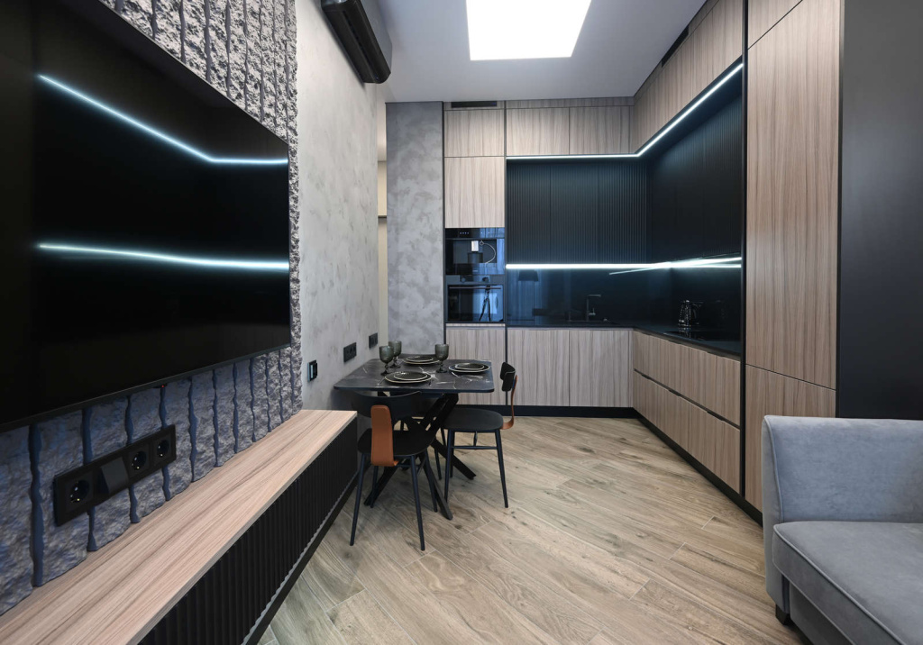 Черно-серая квартира для солидного холостяка - фото №6