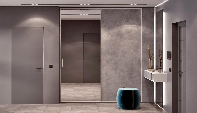 Двухдверный шкаф-купе с зеркалом в прихожую