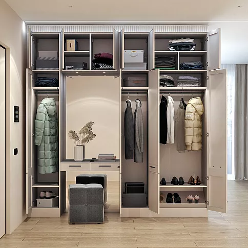 Распашной шкаф с антресолями в прихожую - детальное фото № 1