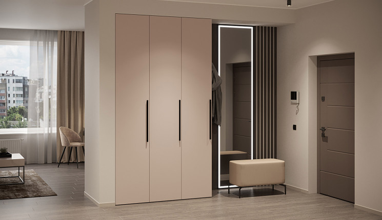 Трёхдверный распашной шкаф с зеркалом в прихожую