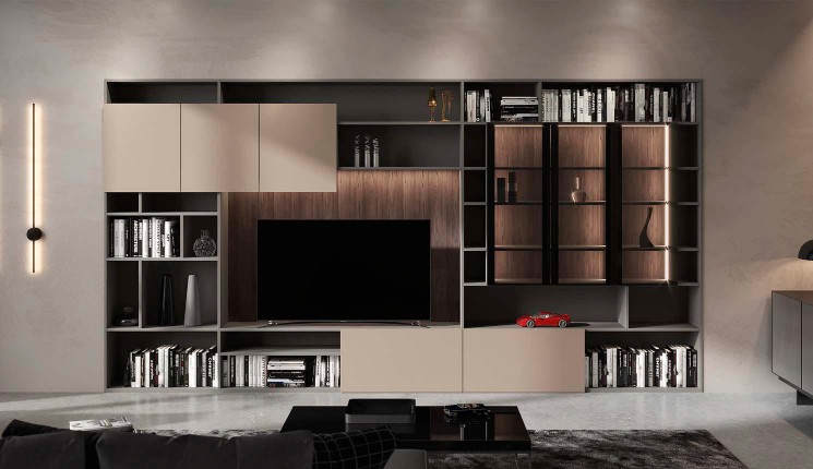 Современный шкаф витрина в гостиную